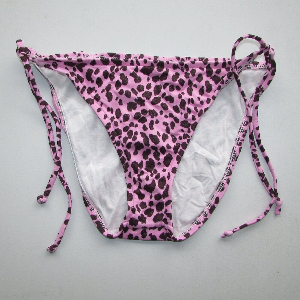 BEBE Pink Animal Print String Bikini Bottoms - Small - NEW